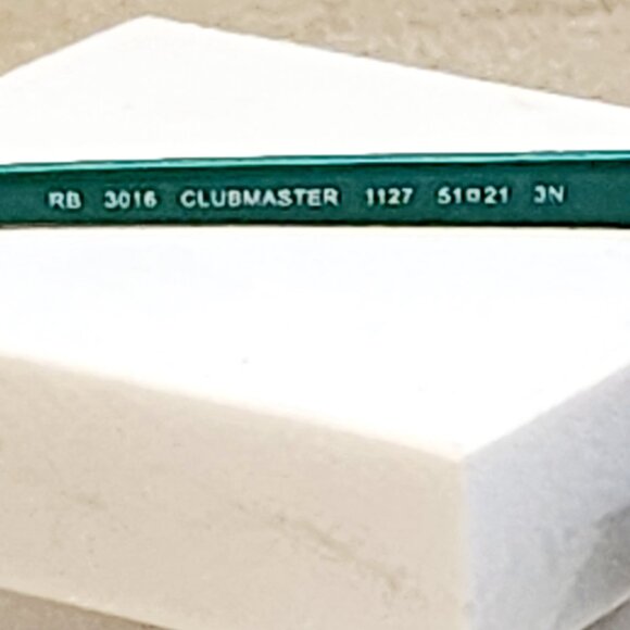 Genuine Ray-Ban RB3106 Clubmaster w/ Black Frame over Silver w/ Green Temples - Picture 2 of 7